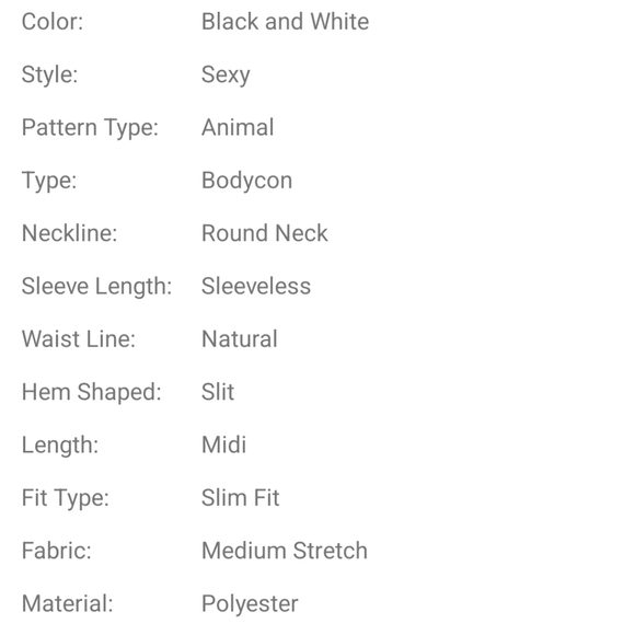 Black and White Animal Print Bodycon Dress NWT - Picture 5 of 7